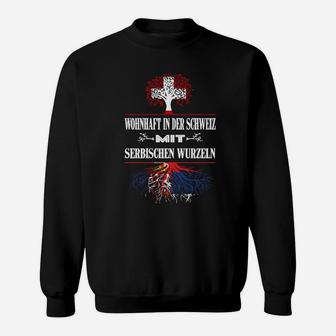 Schwarz Sweatshirt Schweizer & Serbische Wurzeln, Kulturelle Vermischung - Seseable
