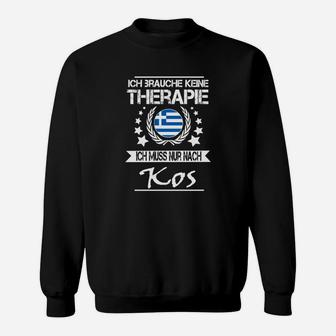 Schwarz Sweatshirt Therapie in Kos, Lustiges Reise-Sweatshirt für Kos-Liebhaber - Seseable