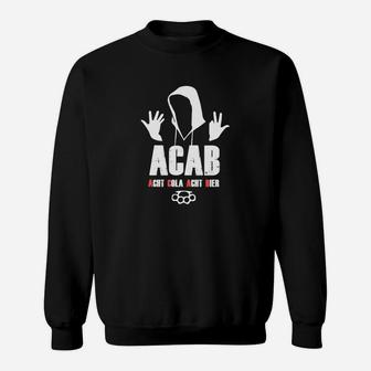 Schwarzes ACAB-Sweatshirt mit Handzeichen-Design, Streetwear für Proteste - Seseable