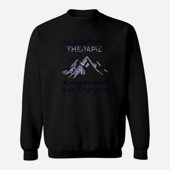 Schwarzes Bergsteiger-Sweatshirt mit dem Motiv Gipfel Therapie - Seseable