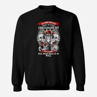 Schwarzes Biker-Wölfe Sweatshirt, Rebellischer Spruch Tee - Seseable