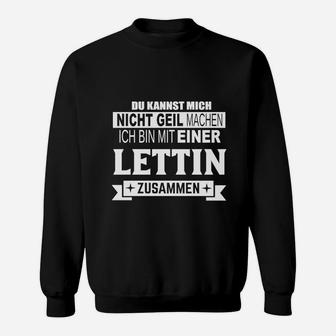 Schwarzes Herren Sweatshirt Mit Einer Lettin Zusammen - Lustiges Motiv - Seseable