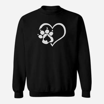 Schwarzes Herz & Pfotenabdruck Sweatshirt für Tierfreunde - Seseable