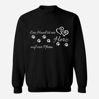 Schwarzes Hundeliebhaber Sweatshirt mit Herz-Pfoten-Design, Geschenk für Hundefreunde - Seseable