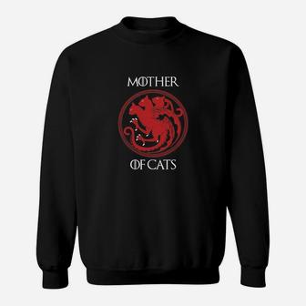 Schwarzes Mother of Cats Sweatshirt mit rotem Katzenemblem, Liebhaber von Katzen - Seseable