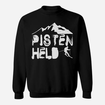 Schwarzes Pistenheld Sweatshirt, Bergmotiv für Skifahrer & Snowboarder - Seseable