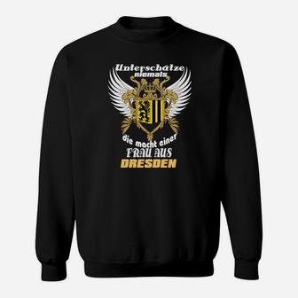 Schwarzes Sweatshirt Adler-Emblem & Dresden-Slogan, Urbaner Stil - Seseable