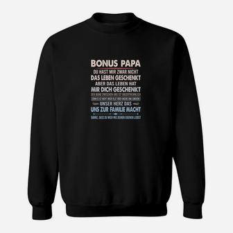 Schwarzes Sweatshirt für Stiefväter, Emotionaler Bonus Papa Spruch - Seseable