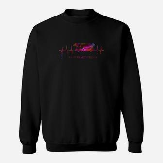 Schwarzes Sweatshirt Herzfrequenz, Neon Auto-Design - Seseable