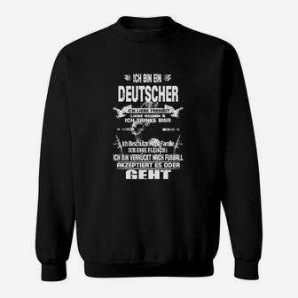 Schwarzes Sweatshirt Ich bin ein Deutscher Design, Patriotisches Tee - Seseable
