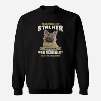 Schwarzes Sweatshirt Lustiges Katzen-Motiv: Persönlicher Stalker Ich Folge Dir - Seseable