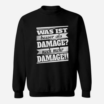 Schwarzes Sweatshirt Mehr DAMAGE Aufdruck, Lustiges Gamer Tee - Seseable