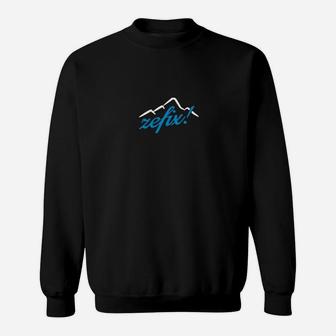 Schwarzes Sweatshirt mit Bergmotiv, Wanderlust Schriftzug - Seseable