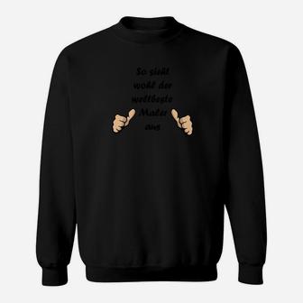 Schwarzes Sweatshirt mit Daumen-hoch Spruchgrafik, Lässiges Tee - Seseable