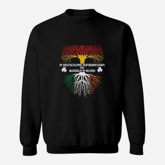 Schwarzes Sweatshirt mit Deutschland-Irland Wurzel-Motiv, Heimatliebe Spruch - Seseable
