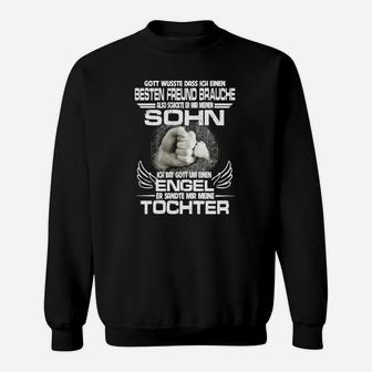 Schwarzes Sweatshirt mit Familie & Schutzengel Spruch für Eltern - Seseable