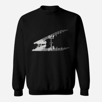 Schwarzes Sweatshirt mit Kran-Silhouetten-Design für Bauarbeiter - Seseable