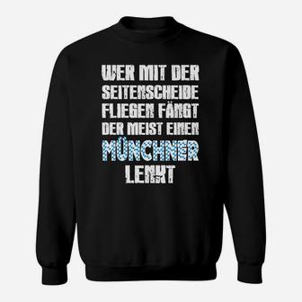Schwarzes Sweatshirt mit Münchner Spruch, Weiß-Blau Design - Seseable