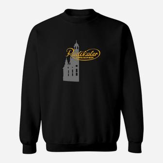 Schwarzes Sweatshirt mit Rücksäler Kirchturm-Design und Schriftzug - Seseable