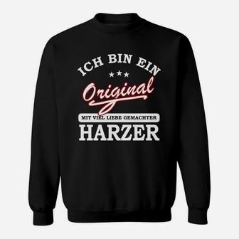 Schwarzes Sweatshirt Original Harzer mit Liebe gemacht, Unikat Design - Seseable