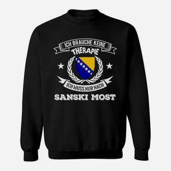 Schwarzes Sweatshirt Sanski Most Therapie mit Bosnien-Flagge - Seseable