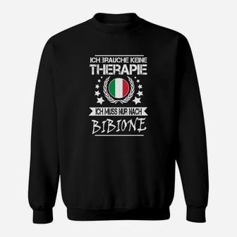 Schwarzes Sweatshirt Therapie? Nur Bibione! mit Italien-Flagge - Seseable