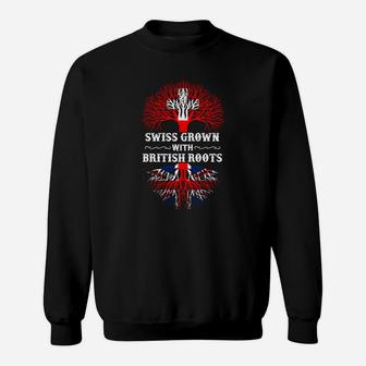 Schweizer Wurzeln Britisches Design Sweatshirt, Swiss Grown British Roots - Seseable