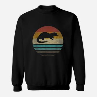 Sea Otter Retro Vintage 60s 70s Silhouette Distressed Gift Sweat Shirt - Seseable