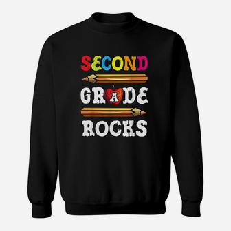 Second Grade Rocks Back To School 2nd Grade Teacher Sweat Shirt - Seseable