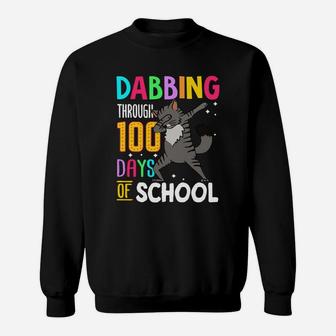 Siberian Dabbing Through 100 Days Of School Colorful Cat Lovers Funny Student Sweat Shirt - Seseable