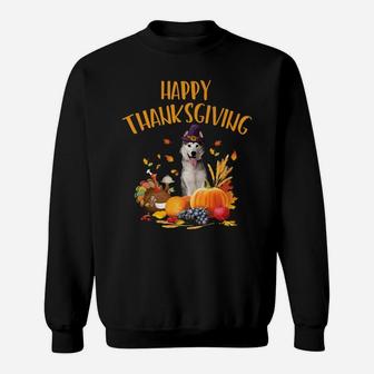 Siberian Husky Dog Turkey Funny Thanksgiving Gift Sweat Shirt - Seseable