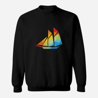 Silhouette Segelschiff Boot Bunt Geschenk Sweatshirt - Seseable