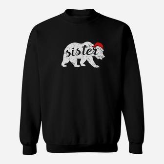 Sister Bear Christmas Santa Hat Sweat Shirt - Seseable
