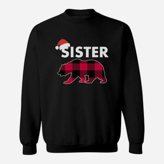 Sister Christmas Bear Plaid Matching Family Christmas Pajama Sweat Shirt - Seseable