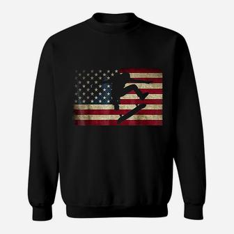 Skateboarding Skater Skate Board American Flag Sweat Shirt - Seseable