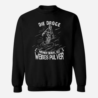 Skifahrer Schwarzes Sweatshirt, Pulverschnee Motiv & Spruch - Seseable