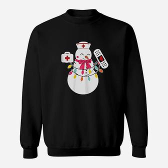 Snowman Nurse Christmas With Nurse's Hat Funny Outfit Design Sweat Shirt - Seseable