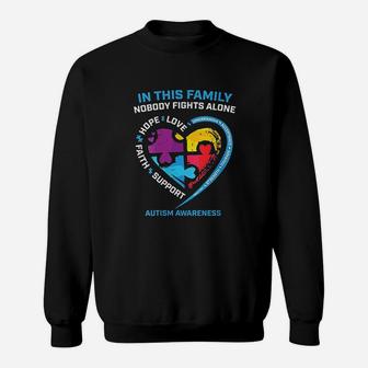 Son Daughter Mom Dad Family I Wear Blue Awareness Sweat Shirt - Seseable