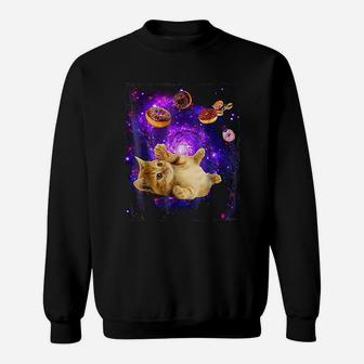 Space Cat Doughnut Super Flying Kitty Galaxy Sweat Shirt - Seseable