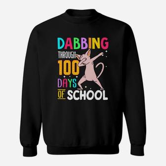 Sphynx Dabbing Through 100 Days Of School Colorful Cat Lovers Funny Student Sweat Shirt - Seseable