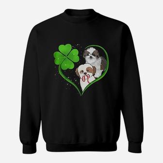 St Patricks Day Cute Dog Couple Love Sweat Shirt - Seseable