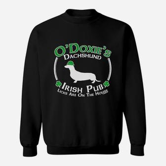 St Patricks Day Dog Dachshund Doxie Irish Pub Sweat Shirt - Seseable