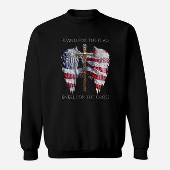 Stand For The Flag Kneel For The Cross Eagle Sweat Shirt - Seseable