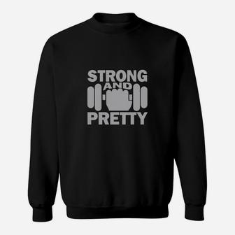 Strong And Pretty Strength Fitness Sport Gym Dumbbell Sweat Shirt - Seseable