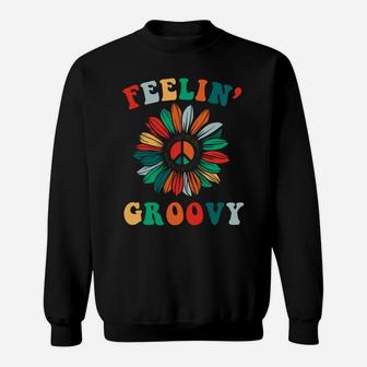 Sunflower Feelin Groovy Hippie Love Peace Sign Sweatshirt - Seseable