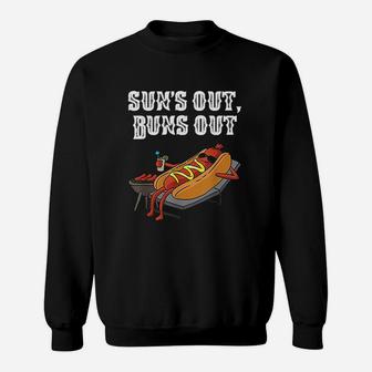 Suns Out Hot Dog Buns Out Funny Sausage Bbq Food Lover Gift Sweat Shirt - Seseable