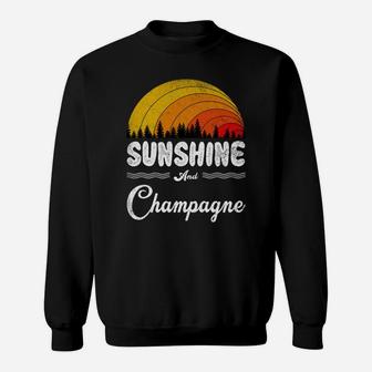 Sunshine And Champagne Vintage Summer Gift 2020 Sweat Shirt - Seseable