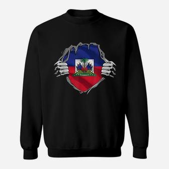 Super Haitian Heritage Haiti Roots Flag Gift Sweat Shirt - Seseable