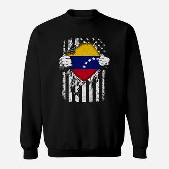 Super Venezuela Hearts American Flag Venezuelan Tshirt Sweat Shirt - Seseable
