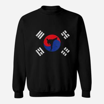 Taekwondo South Korea Flag Vintage Korean Martial Arts Gift Sweat Shirt - Seseable